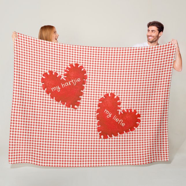 Personalisiert Applique Hearts Gingham Daisies Fleecedecke (Beispiel)