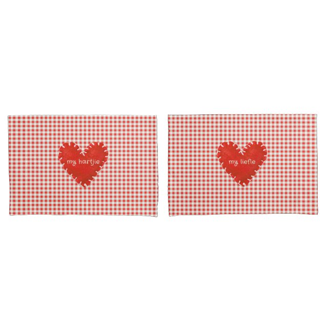 Personalisiert Applique Hearts Gingham Daisies Kissenbezug (Vorderseite-Set)