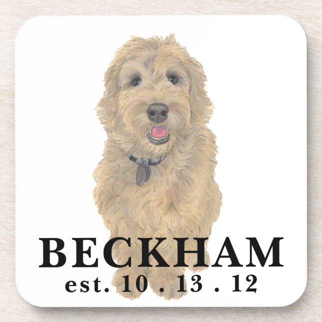 Personalisiert Apricot Golden Doodle Getränkeuntersetzer (Vorderseite)