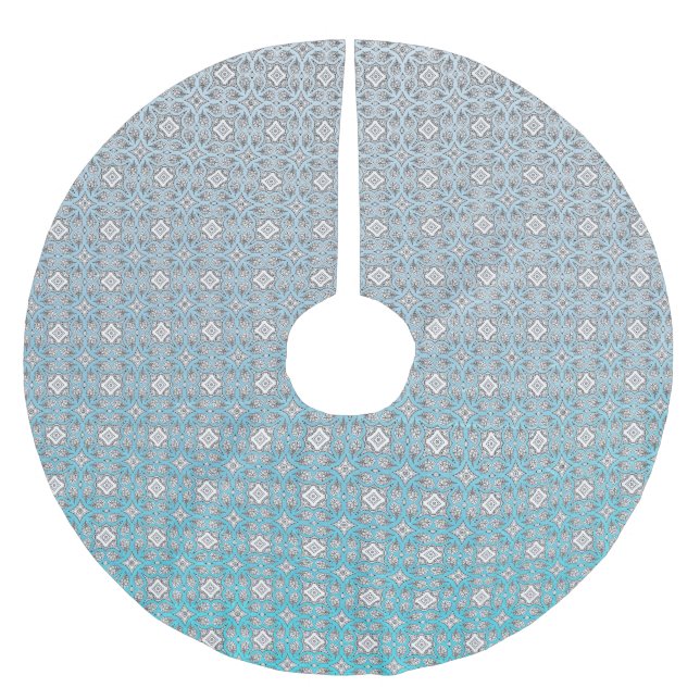 Personalisiert Aqua Blue Mandala Weihnachtsrock Polyester Weihnachtsbaumdecke (Vorderseite)