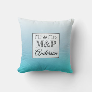 Personalisiert Aqua Blue Wedding Pillow Kissen