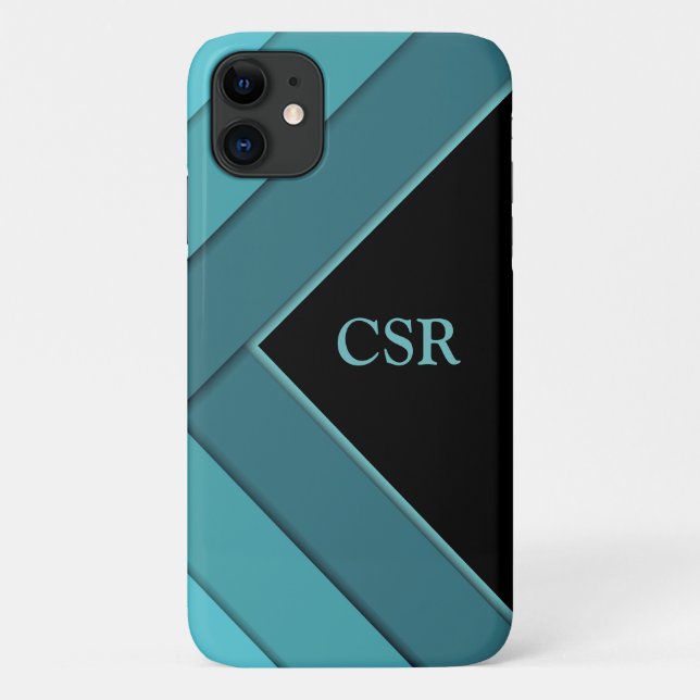Personalisiert Aquamarin und schwarz Case-Mate iPhone Hülle (Rückseite)