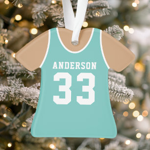 Personalisiert Aquamarine Basketball Jersey Ornament