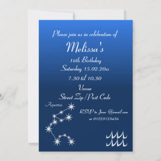 Personalisiert Aquarius Zodiac Party Einladung