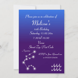 Personalisiert Aquarius Zodiac Party Einladung