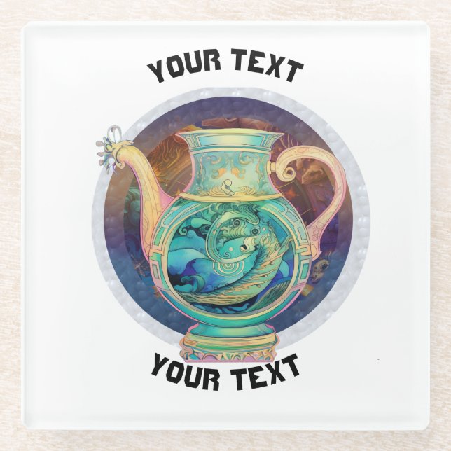 PERSONALISIERT Aquarius ZODIAC SIGN Glasuntersetzer (Vorderseite)