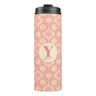 Personalisiert Arabesque Cora Pink und Creme Thermosbecher