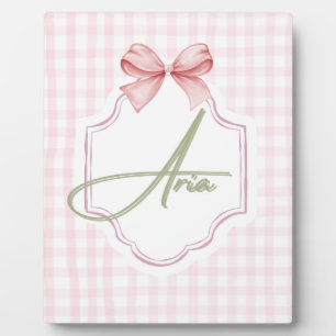 Personalisiert Aria Baby Girl Kinderzimmer Bow&Gin Fotoplatte
