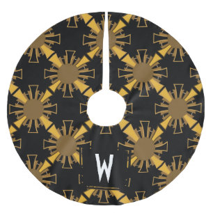 Personalisiert - Art Deco Golden Sunburgs Polyester Weihnachtsbaumdecke