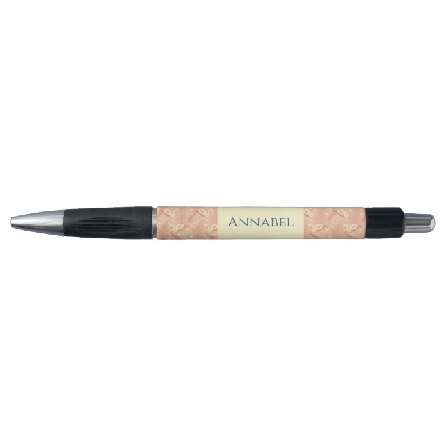 Personalisiert Art Deco inspiriert Flamingo gemust Kugelschreiber (Vorderseite)