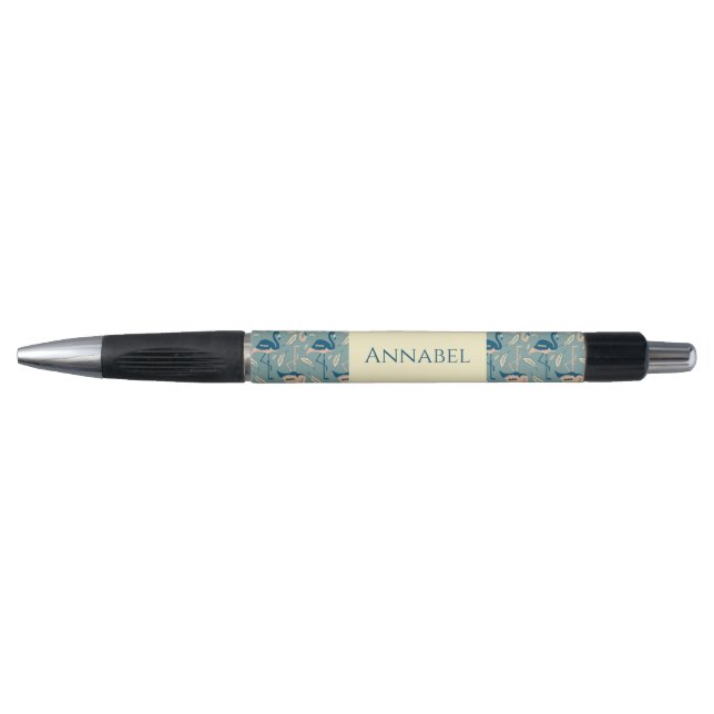 Personalisiert Art Deco inspiriert Flamingo Pen Kugelschreiber (Vorderseite)