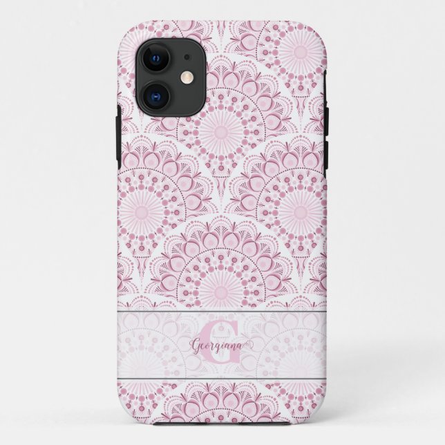 Personalisiert Art Deco Pink Confetti Lace Mandala Case-Mate iPhone Hülle (Rückseite)