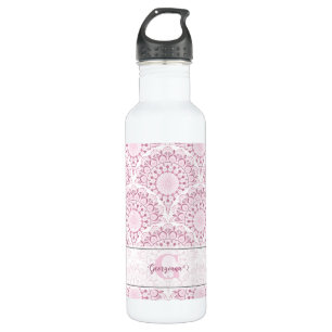 Personalisiert Art Deco Pink Confetti Lace Mandala Edelstahlflasche