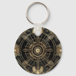 Personalisiert Art Deco Schlüsselanhänger - Schwar