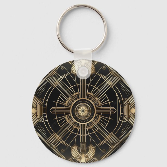 Personalisiert Art Deco Schlüsselanhänger - Schwar (Vorderseite)