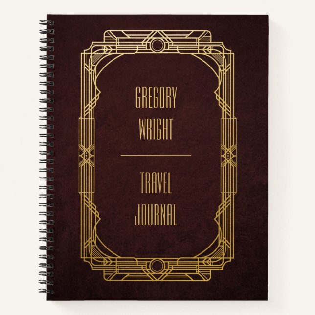 Personalisiert Art Deco Travel Journal Notizbuch (Vorderseite)