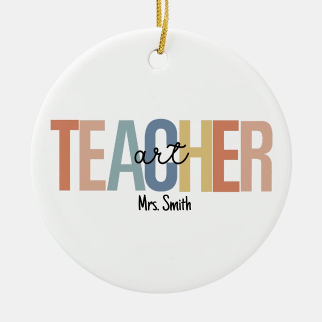 Personalisiert Art Teacher Weihnachten Keramik Ornament (Vorne)