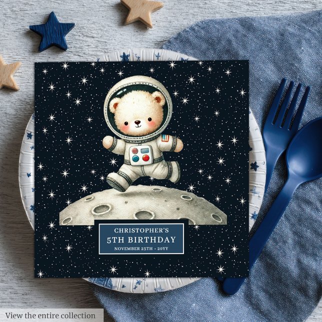 Personalisiert Astronaut Teddy Napkins Babydusche Serviette (Personalized Astronaut Teddy Napkins Baby Shower)