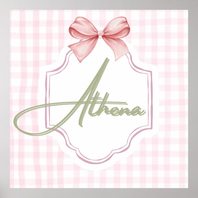 Personalisiert Athena Baby Girl Kinderzimmer Bow&G Poster (Vorne)