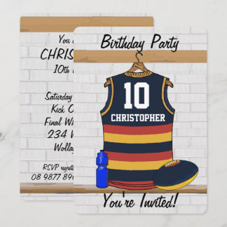 Personalisiert Aussie Rules Football Jersey BRY Einladung