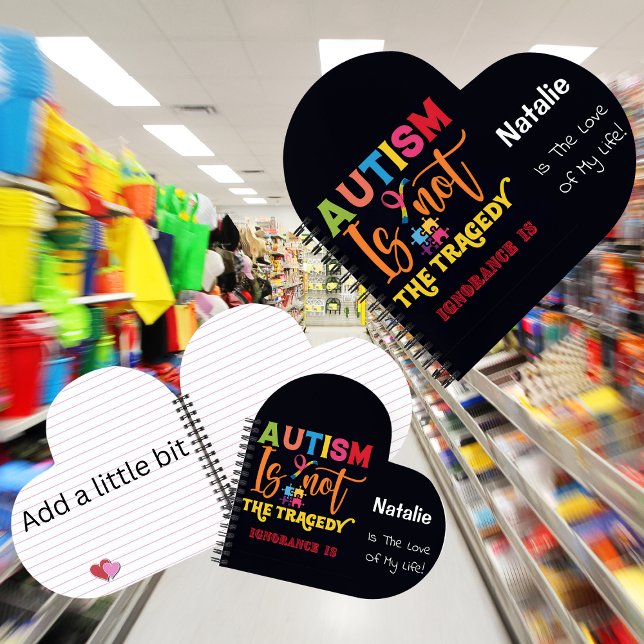 Personalisiert Autismus Akzeptanzmonat Notizbuch (Commemorate Autism Acceptance Month with a personalized touch through our heart-shaped notebook.)