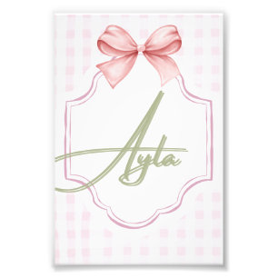 Personalisiert Ayla Baby Girl Kinderzimmer Bow&Gin Fotodruck