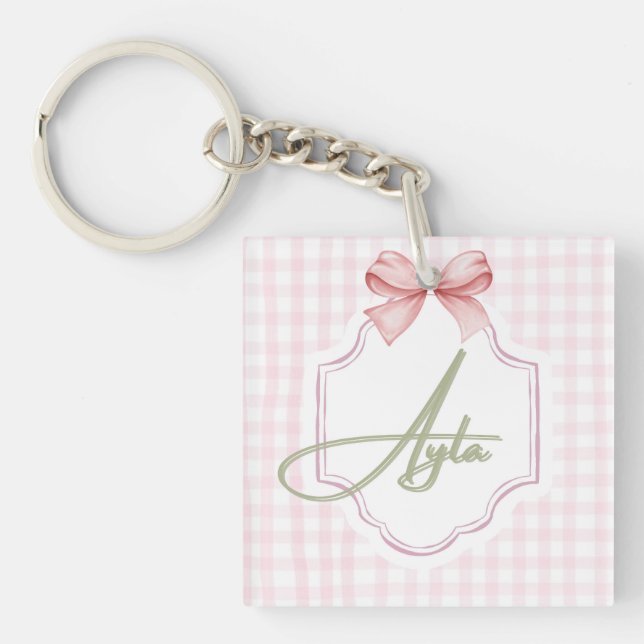 Personalisiert Ayla Baby Girl Kinderzimmer Bow&Gin Schlüsselanhänger (Vorderseite)