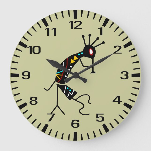 Personalisiert Aztec Southwest Kokopelli Design Große Wanduhr (Vorderseite)