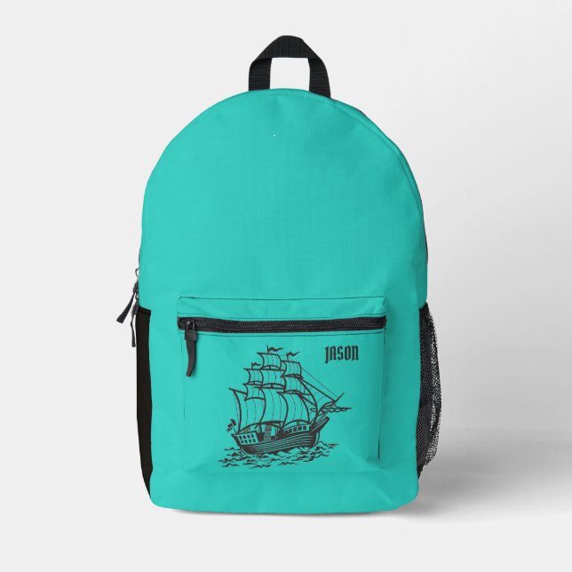 Personalisiert Azure Sailor Bedruckter Rucksack (Vorderseite)