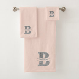 Personalisiert B Erste Silver Monogramm Ihr Name Badhandtuch Set