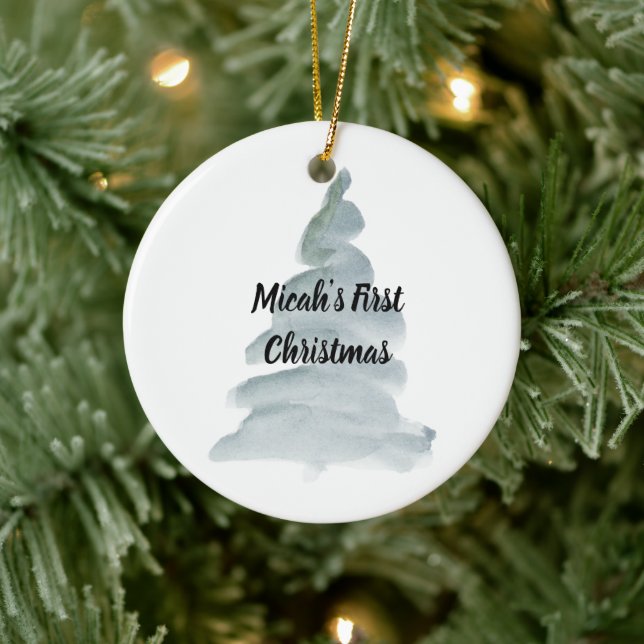 Personalisiert Babies Junge Erste Weihnachtsfeier Keramik Ornament (Baum)