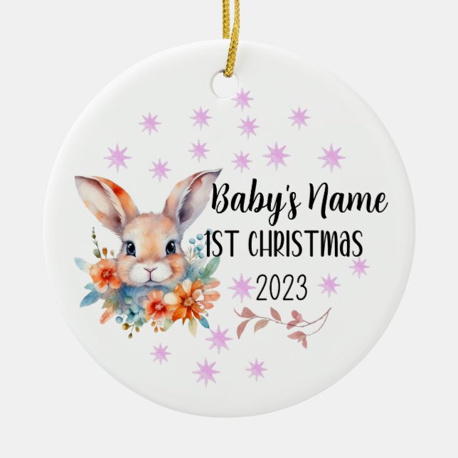 Personalisiert Baby 1. Weihnachtsdekoration Keramik Ornament (Vorne)