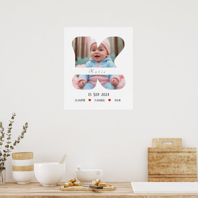 Personalisiert Baby Alphabet Letter - K - Poster (Küche)