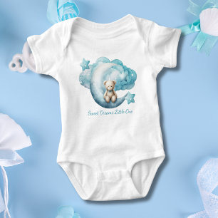 Personalisiert Baby Bear Moon Star Cloud Blue Boy Strampler