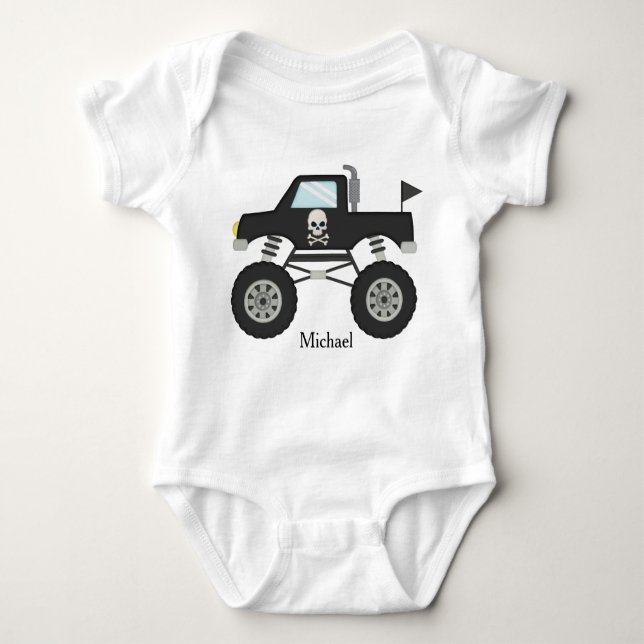 Personalisiert Baby Bodysuit Monster Truck Strampler (Vorderseite)