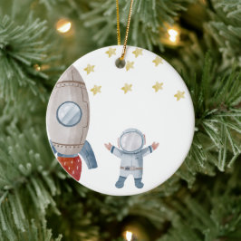 Personalisiert Baby Boy Astronaut Erste Weihnachte Keramik Ornament