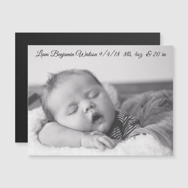 Personalisiert Baby Boy Birmy Announcement Magnet (Vorne/Hinten)