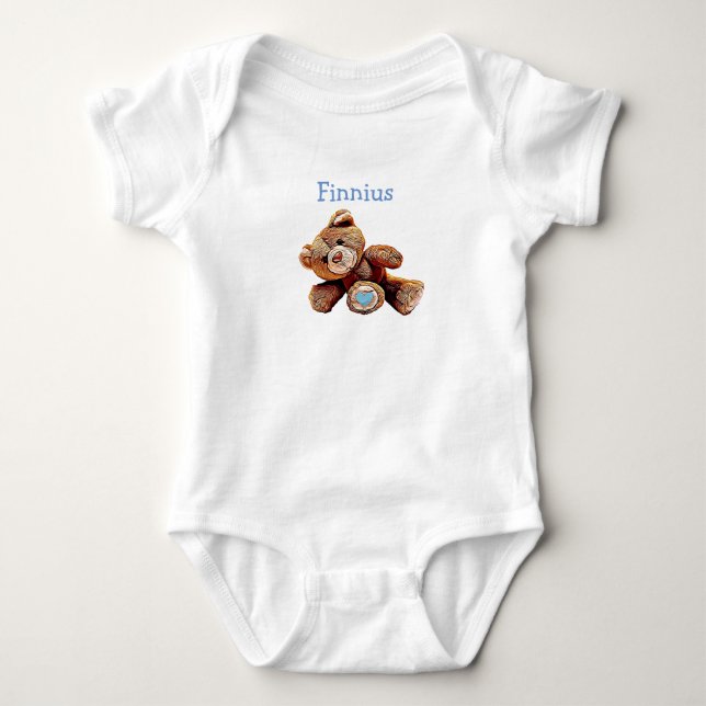 Personalisiert Baby Boy Teddy Bear Shirt (Vorderseite)