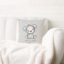 Personalisiert Baby Boy's Teddy Bear Blue Hearts Kissen
