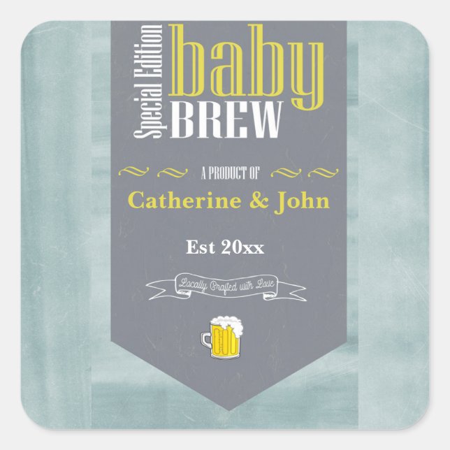 Personalisiert Baby Brew Funny Show Quadratischer Aufkleber (Vorderseite)