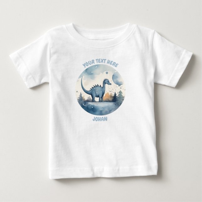 Personalisiert Baby Dinosaur T-Shirt (Vorderseite)