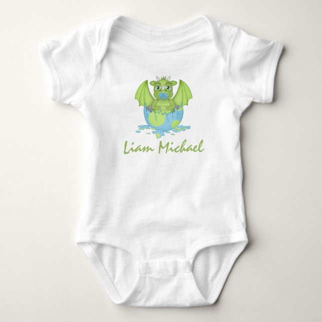 Personalisiert Baby Dragon Jersey Bodysuit Baby Strampler (Vorderseite)
