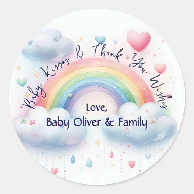 Personalisiert Baby Dusche Danke Stickers (Vorderseite)