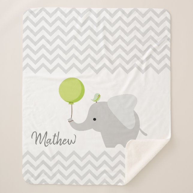 Personalisiert Baby Elephant Blanket Sherpadecke (Vorderseite)