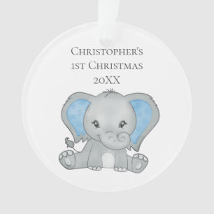 Personalisiert Baby Elephant Blue Baby 1. Weihnach Ornament