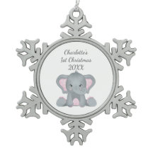 Personalisiert Baby Elephant Pink Baby 1. Weihnach
