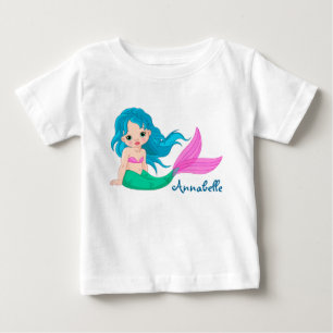 Personalisiert Baby Fine Jersey T - Shirt/Mermaid T-shirt