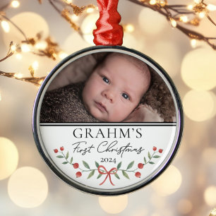 Personalisiert Baby First Christmas Foto Ornament Aus Metall