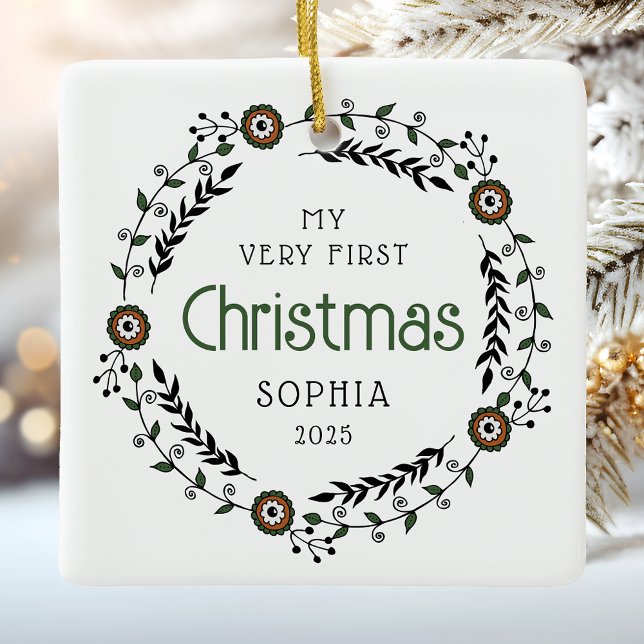 Personalisiert Baby First Christmas Nordic Keramikornament (Von Creator hochgeladen)
