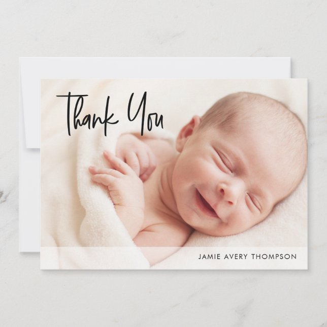 Personalisiert Baby Foto Dusche Dankbarkeit Modern Dankeskarte (Vorderseite)